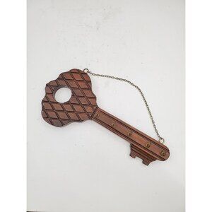 Vintage wood Wall Key Holder Rack with five (5) Hooks | Mid Century Modern |